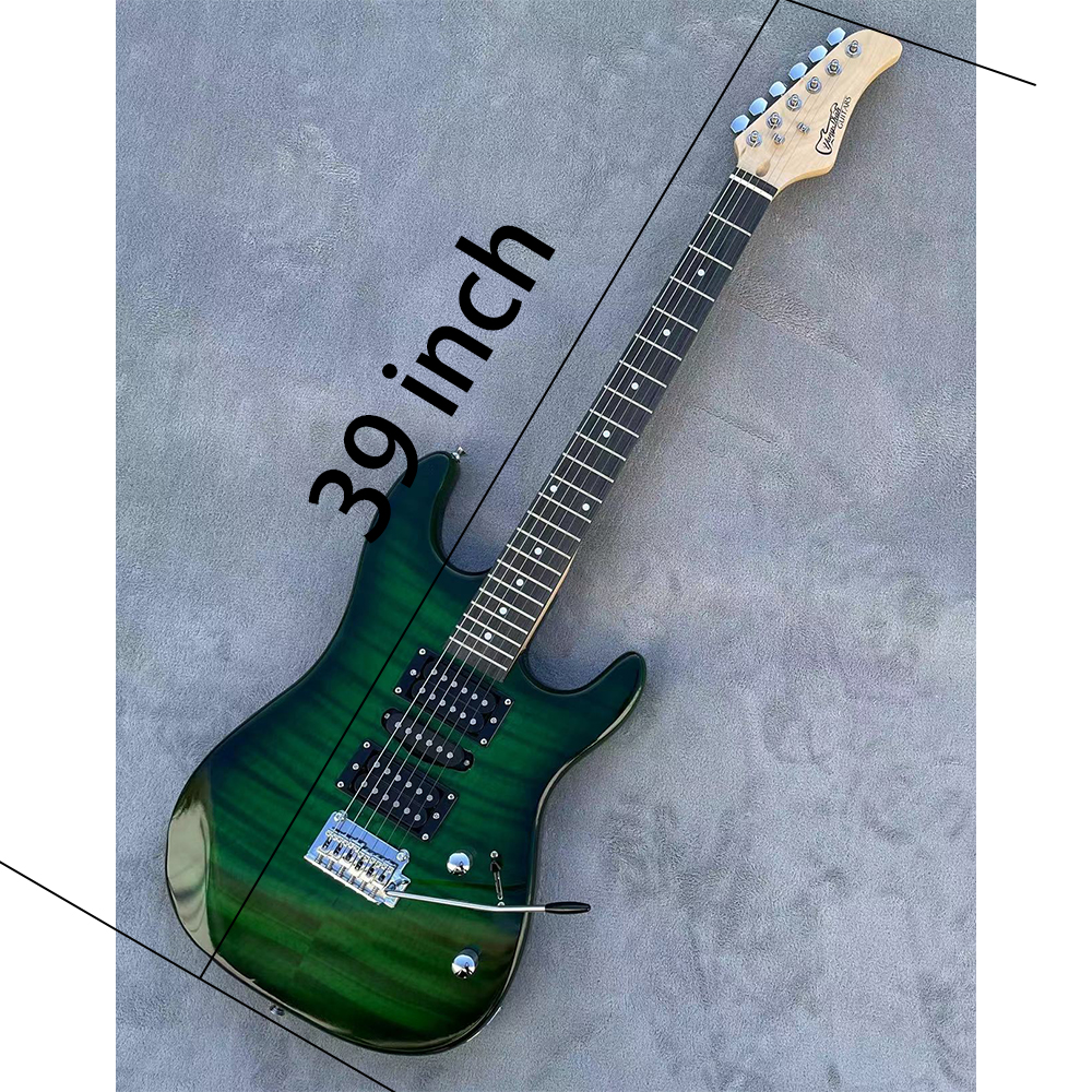 OEM 6 Strings Electric Guitar Tremolo Set of Beautiful Design Strings Green Guitarra Top Glossy Finished with Soft Bag Belt
