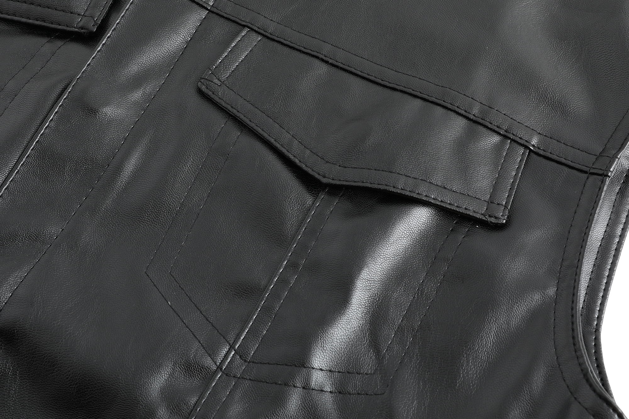 Men's Classic Motorcycle PU PU Leather Vest Casual Black Punk Vest Sleeveless Jacket