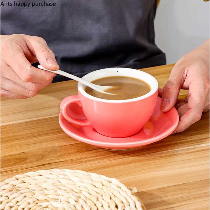 250ml Coffee Cup and Saucer Solid Color Ceramic Mug Milk Tea Cups Afternoon Tea Cup Milk Mugs Water Cups Tea Mug Coffee Mugs Y251125