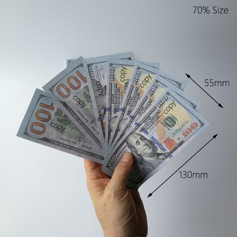 Prop Copy Money USA Dollars Party Supplies Fake Money For Movie Paper Novelty Toys 1 5 10 20 50 100 Dollar Euro Pound Money For Child Teaching 130*55mm 70% Size