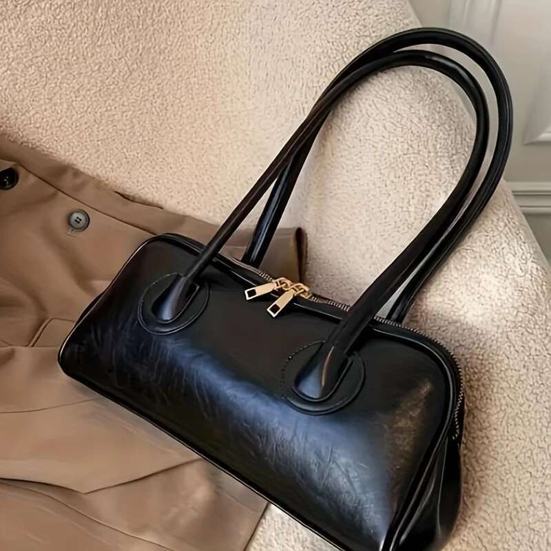 Designer Bag 1Pc Fashion Faux Leather Shoulder Bag, Elegant Handbag With Ing Detail, Versatile Top-Handle Purse