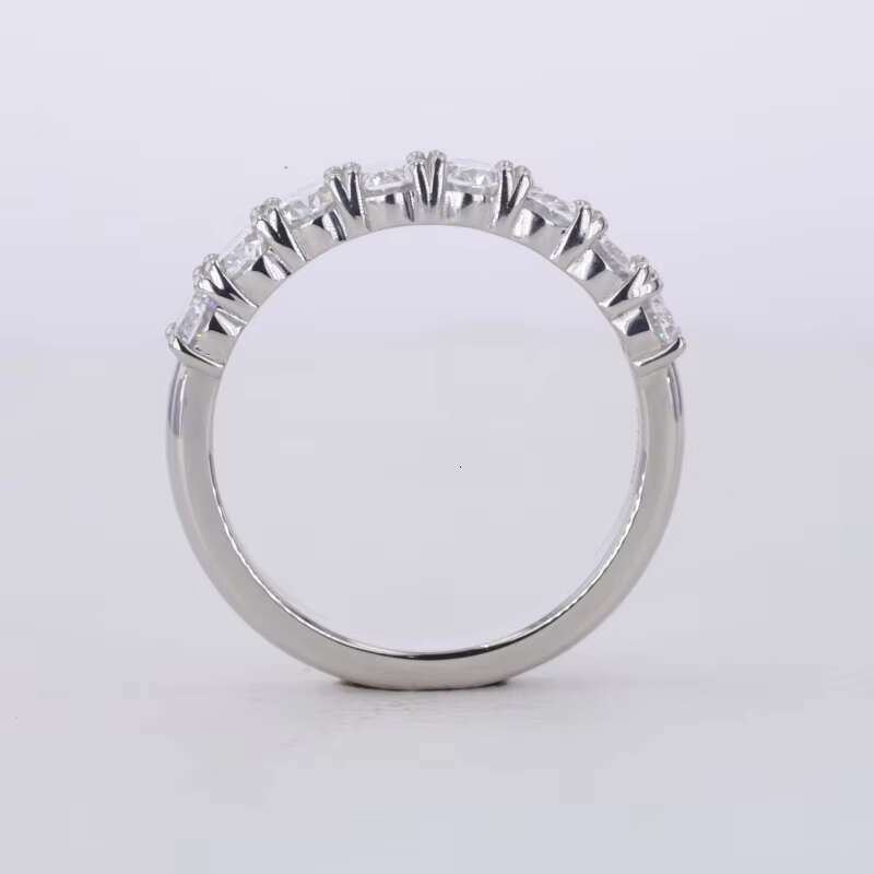DEF VS 3*5mm Oval Cut Lab Diamonds 14k White Gold Half Eternity Diamond Jewelry Rings