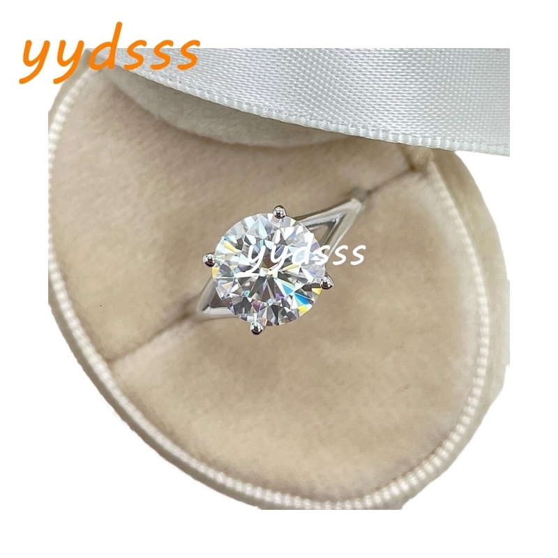 Jewelry 18K 14K White Gold 3.0 Carat Round Shape E VS1 Lab Diamond Solitaire Split Engagement Ring Pt950 Available Wedding Gold Ring For Women