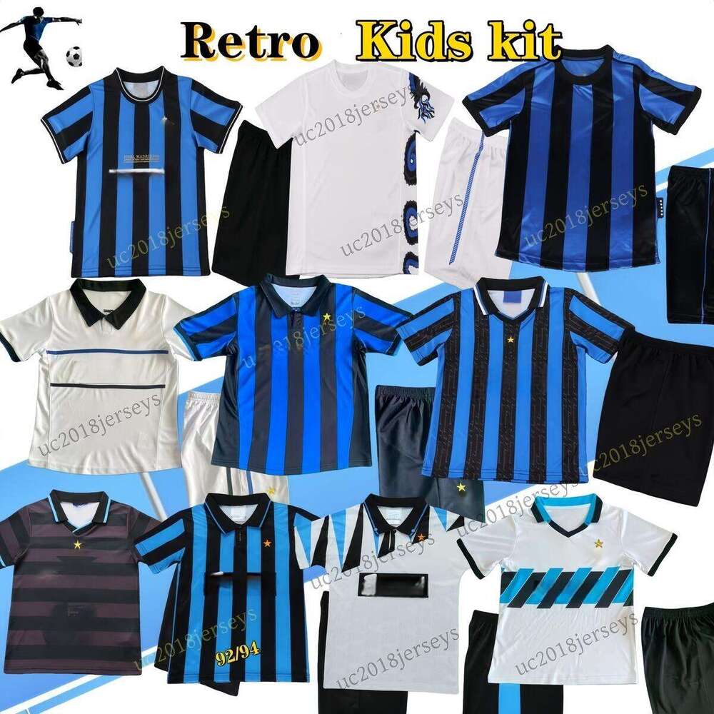 Kids kit 2009 2010 MILITO SNEIJDER ZANETTI Children Retro Soccer jersey Eto'o 92 93 94 97 98 99 10 Baggio ADRIANO MILANs Classic Vintage Boys Football shirt
