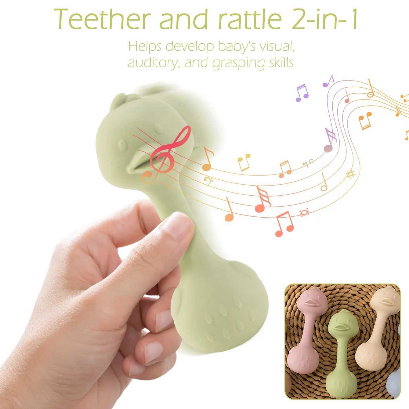 1PCS BPA Free Silicone Baby Teether Rattle Chew Toy Duck Shape Infant Teething Toys Newborn Safe Sensory Learning Accessories G251125