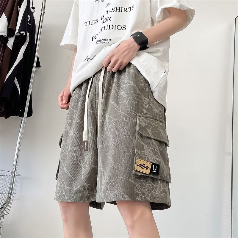 Men's summer five quarter pants, trendy versatile shorts, breathable comfortable, loose sports and casual pants