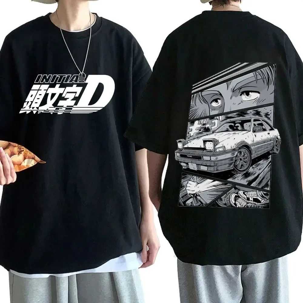 Anime Drift AE86 Original D Double sided T-shirt O-neck Short sleeved Summer Casual Unisex R34 Skyline GTR JDM Manga T-shirt W250425