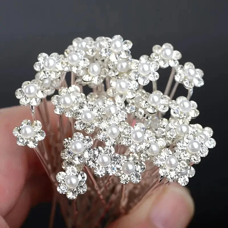 20 elegant pearl crystal hair clips for wedding brides with Ushaped metal suitable womens and jewelry accessories 250417