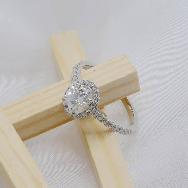 Paston Jewelry High Quality 5x7mm 1CT Oval Cut Moisssanite Ring D VVS Moissanite Diamond Wedding Halo Ring Women