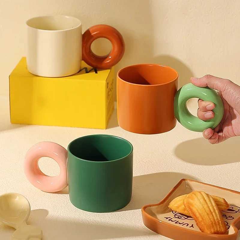 350ml Mug with Large Round Handle Creative Personty Ceramic Cup Milk Tea Set Kitchen Tableware Gift Suitable for Home Office Y251125