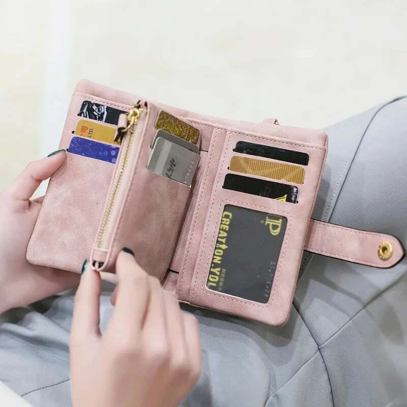 New Women Wallets Short Hasp Pu Leather Purses Multifunctional Large Capacity Money Bag Small Solid Coin Card Holders Carteras