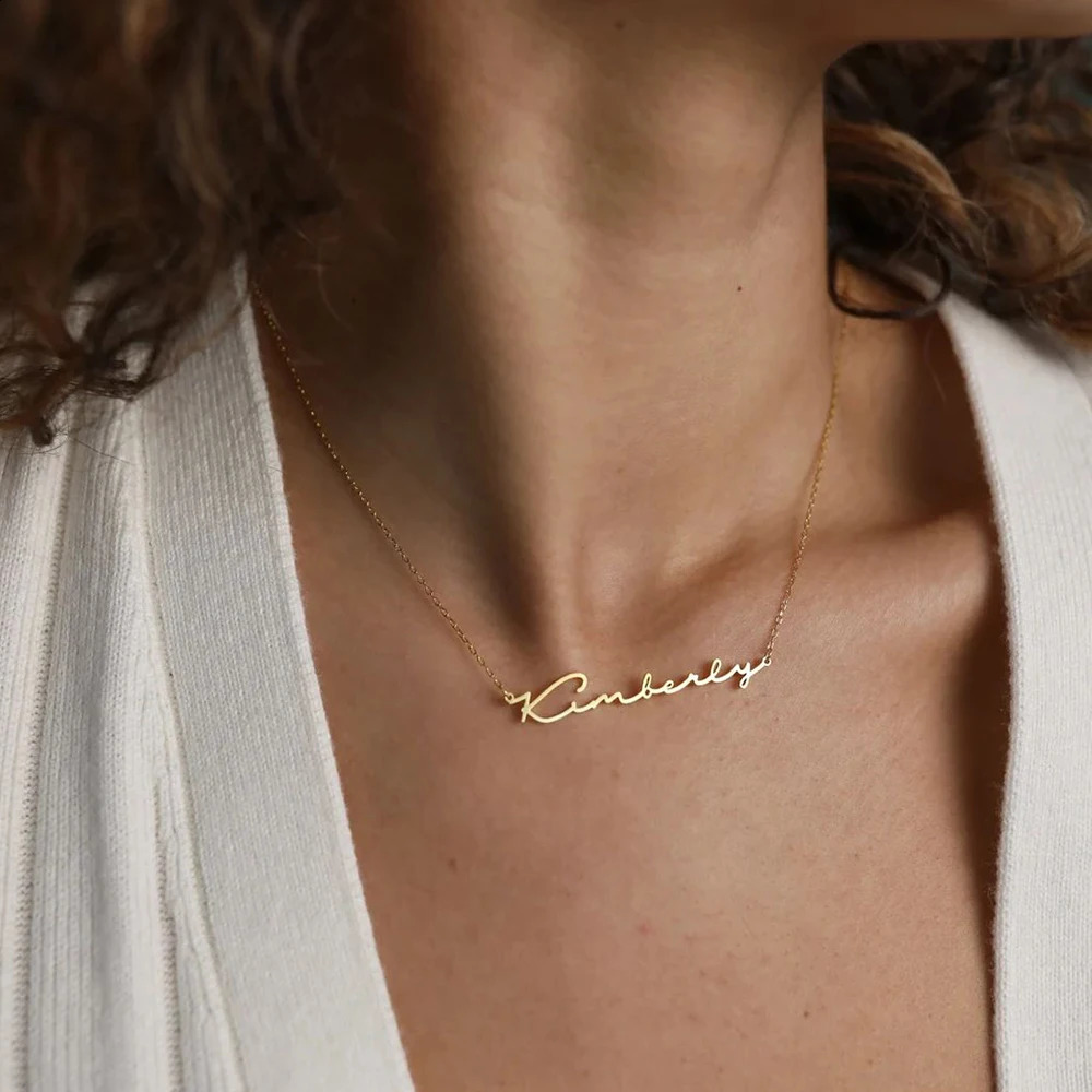 Customized Stainless Steel Initial Name Necklace Custom Personalized Letter Choker Necklace Pendant Nameplate Gift Drop 250425