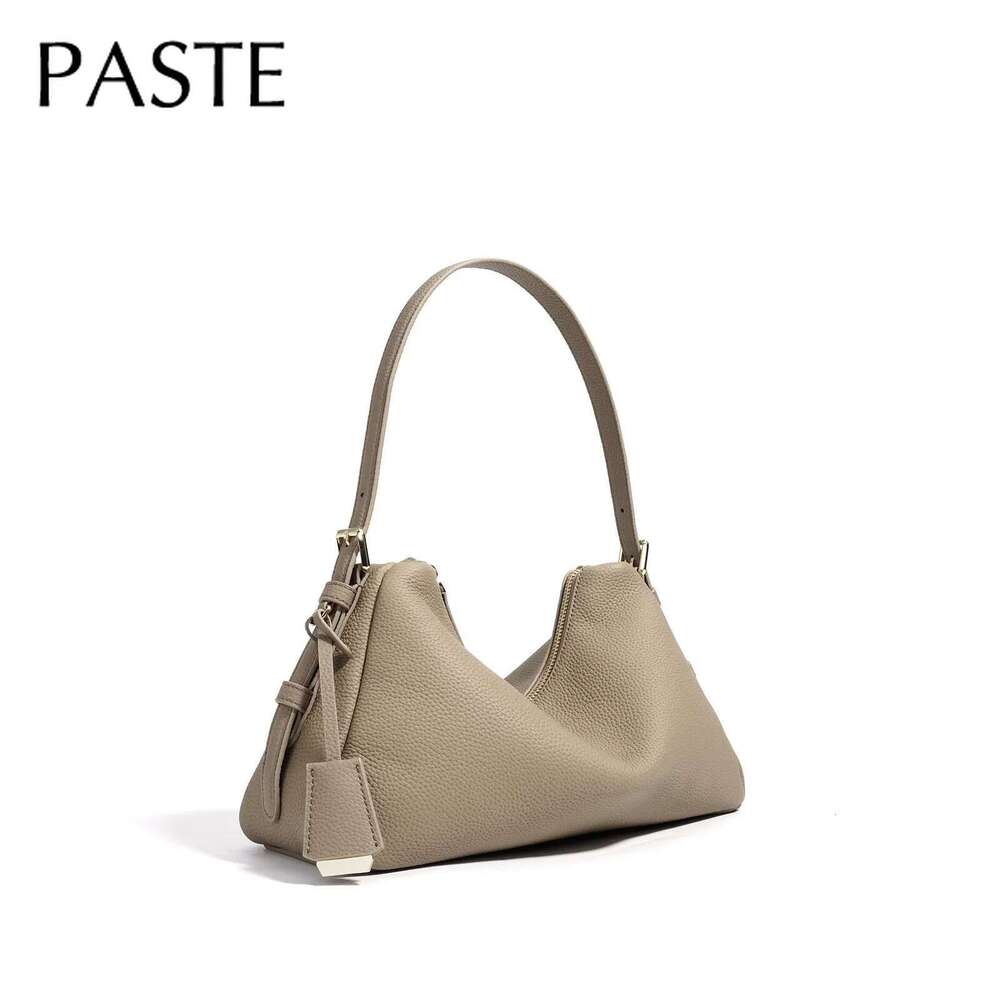 New Natural First Layer Cow Leather Women Hobo Tote 2025 Simple Ladies Hand Bags Cowhide Female Shoulder Bag Beige