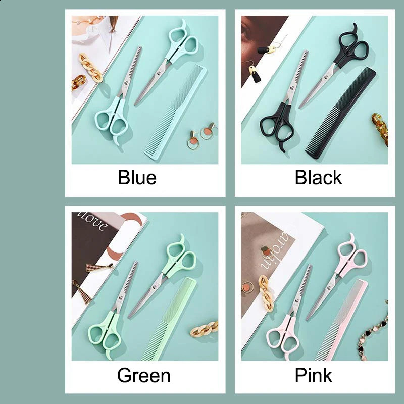 3PCS/Set Hair Cutting with Specialized Bangs Hair Scissors For Thinning Teeth Flat Cutting Tools Stainless Steel Hair Scissors 250424