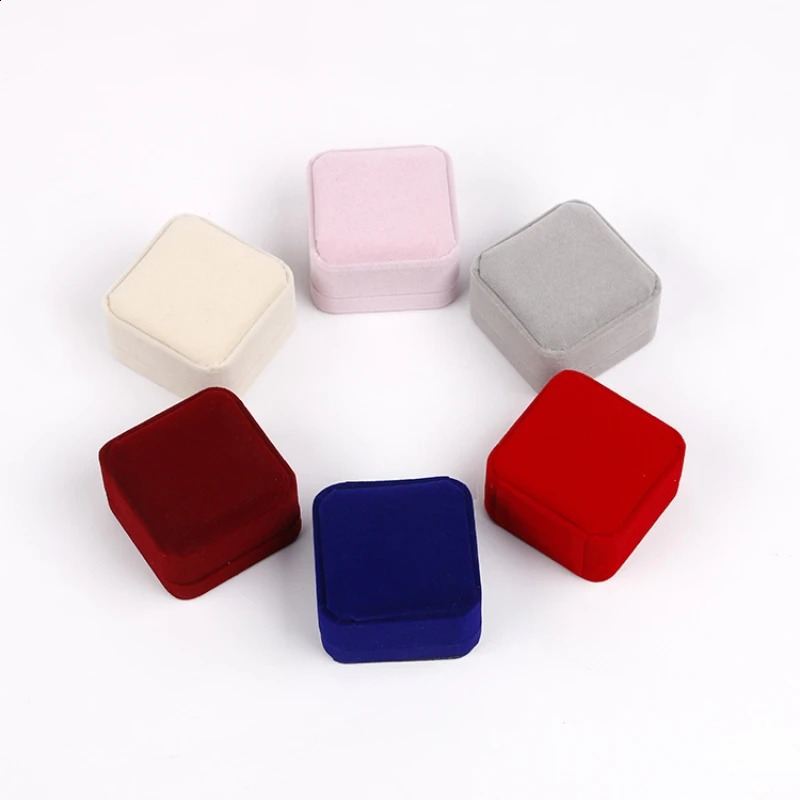 6PCS Square Velvet Ring Box Rings Earrings Studs Storage Organizer Jewelry Gift Case Romantic Proposal Wedding Ring Box 250424
