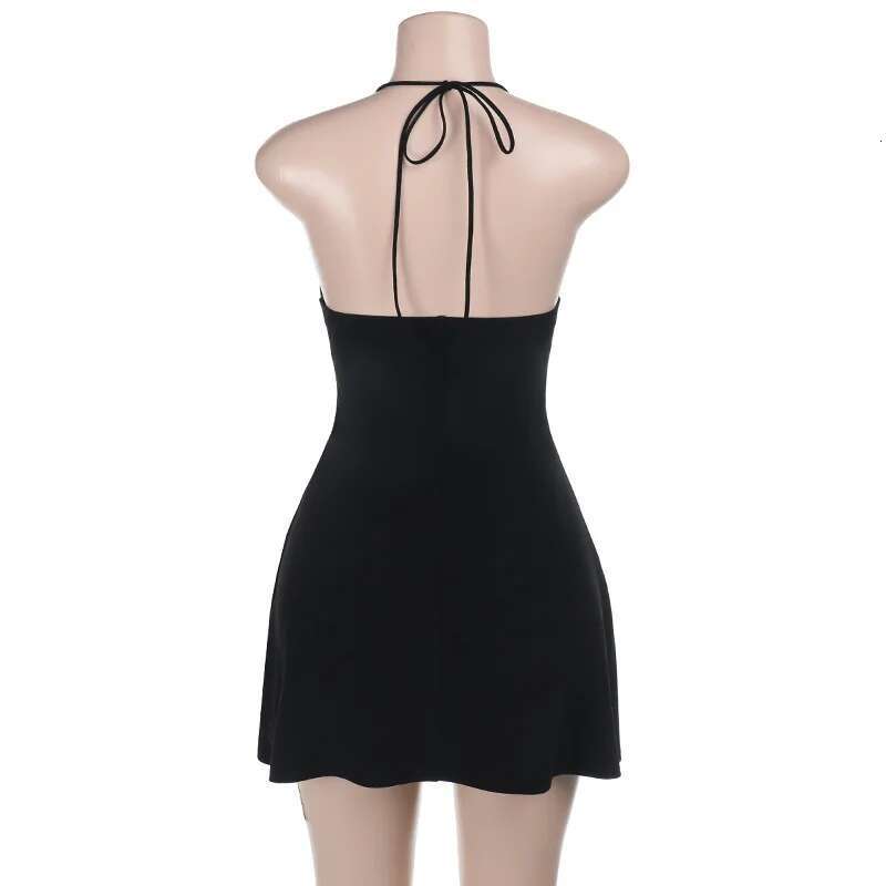 Dongdumaoyi Townlike Leather Patchwork Slim Bodycon Dress Women Halter Mini Spring Summer Backless Nightclub Sexy Party Dresses