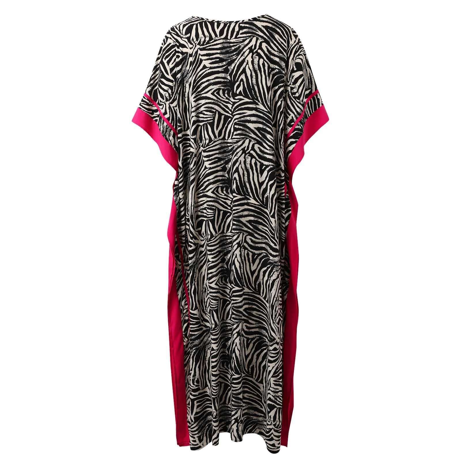 Dongdumaoyi Summer Beach Kaftan Dress For Women Print V Neck Tunic Bikini Cover Up Vacation Outfits Long Dresses Oversized Beachwear
