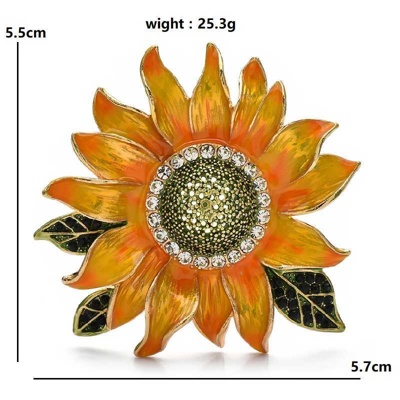Wulibaby Big Enamel Sunflower Brooches Beautiful Flowers Brooch For Womens Clothes Backpack Pins Gifts J251125