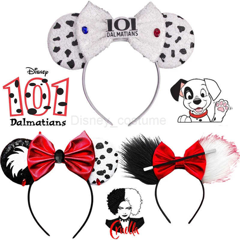 Disney Cruella Ears Headbands Childrens Anime 101 Dalmatian Hair Accessories Female Role Playing Cruella De Vil Girl Hair Festival X250425