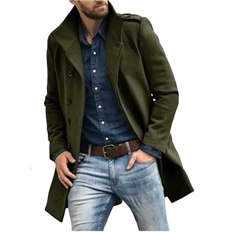 British Jackets Man Long Outerwears Coat Lapel Trench Solid With Mans Clothing And Wool Blends Mens Jackets CoatT251125