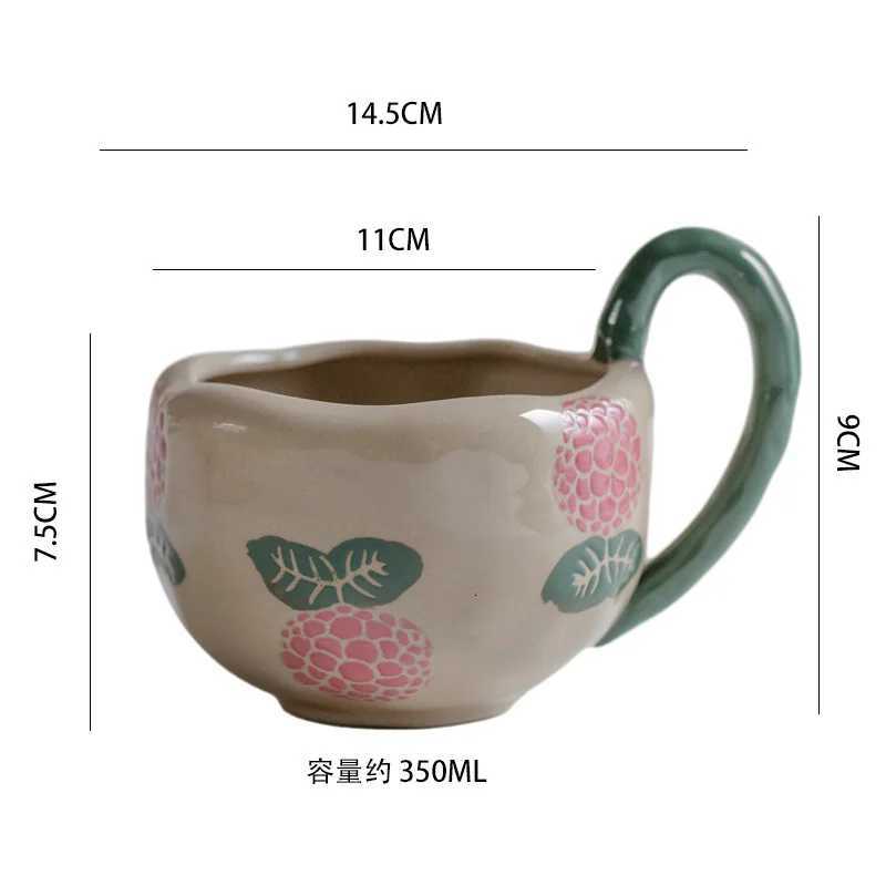 Creative Irregular Underglaze Color Hand-painted Flower Rough Pottery Mug Small Fresh Office Home Breakfast Coffee Cup Y251125