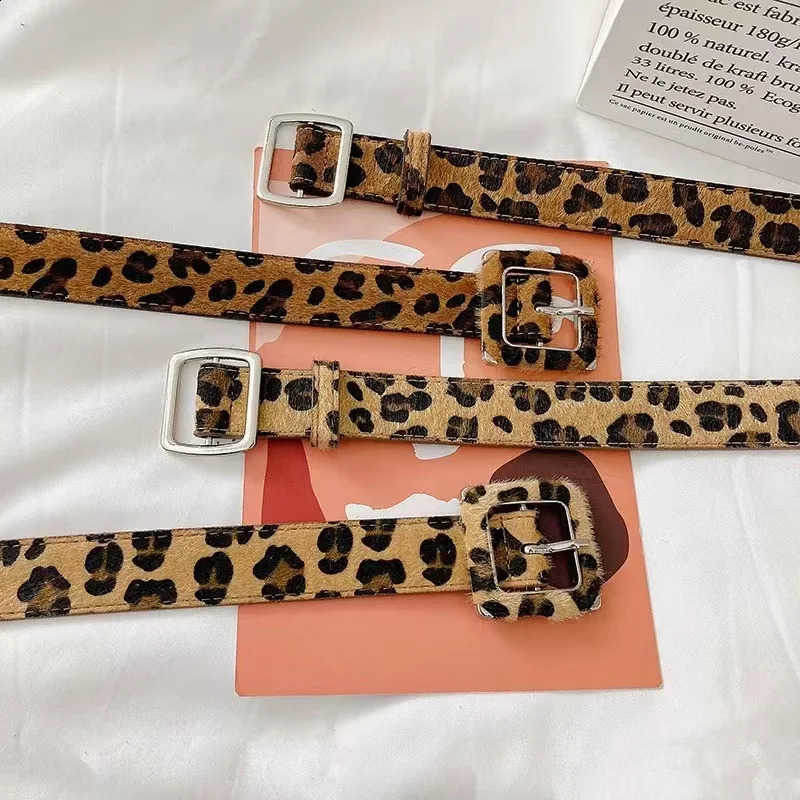 Womens waist belt decoration Korean version leopard print ruffled needle buckle fashionable jeans with a pleated casual style at the 250417