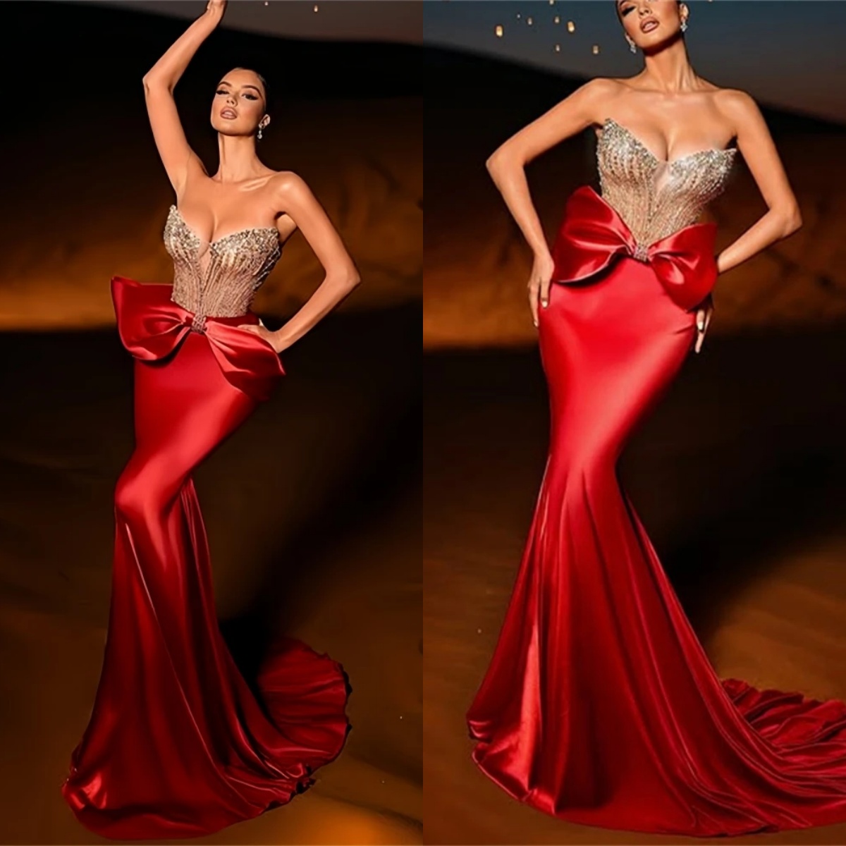 Sexy Evening Dresses For Women Sweetheart Neck Sleeveless Gown Sequins Sweep Train Dress Party Customized Dress