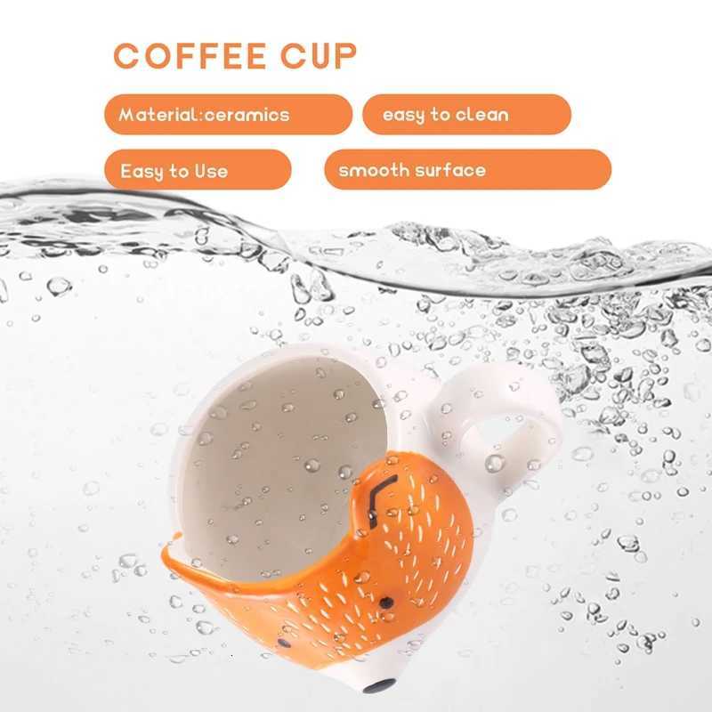 B62B-Ceramic Coffee Cup Cartoon Fox Shaped Cup Animal Pattern Home Kitchen Office Juice Milk Cup Y251125