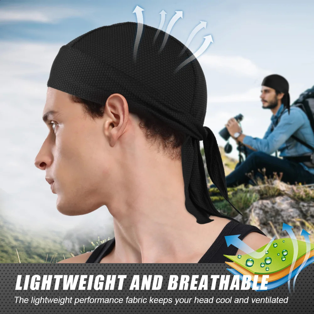 2PCS quick drying Bandana breathable Beanies hat sweat weed control sun protection pirate hat outdoor sports elastic headwear 250423