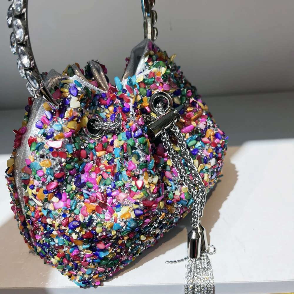 Handle Rhinestones Evening Clutch Bag Purses And Handbag Designer Shoulder Shiny Crystal Clutch Purse Bucket Bag