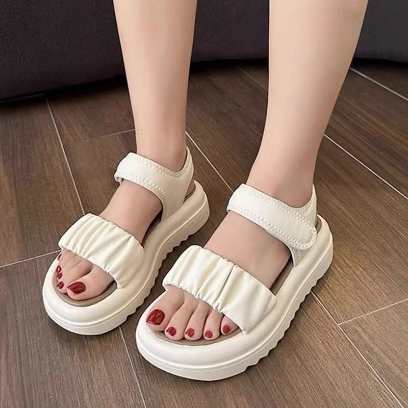 Summer fashion casual comfortable girl elegant and cute open toe wear-resistant beach thick sole non slip sandals 250424