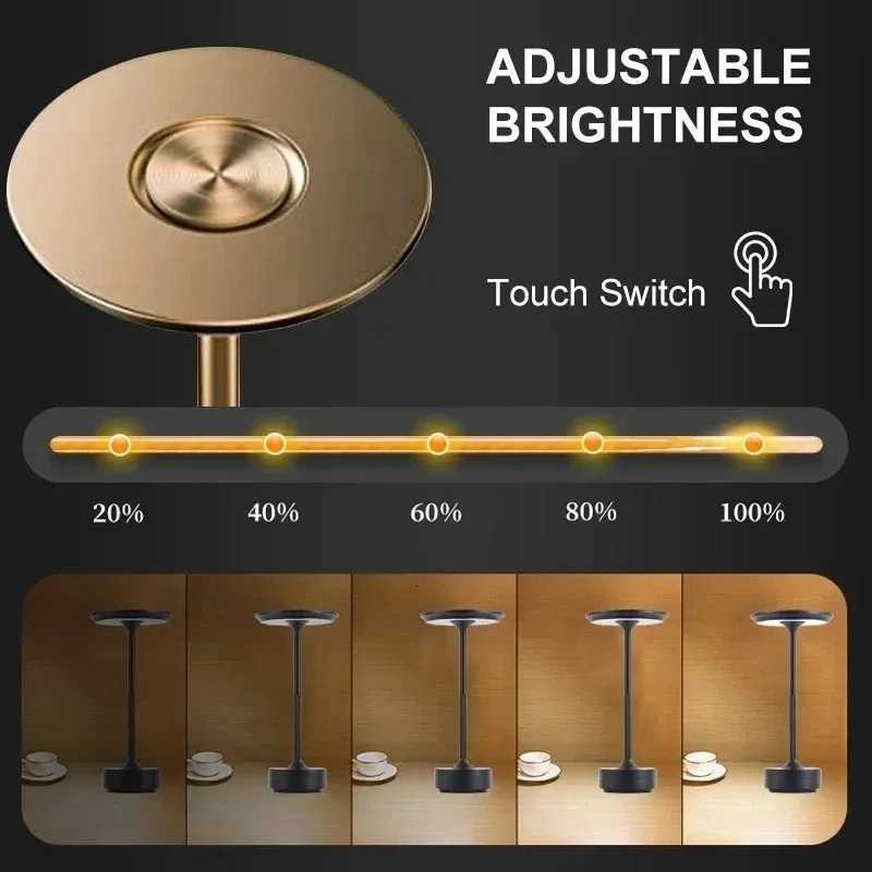 Wireless Simple Charging LED Desk Lamp Restaurant Bar Table Lamp Dimming Atmosphere Retro Portable Charging Touch USB Read LampM251125