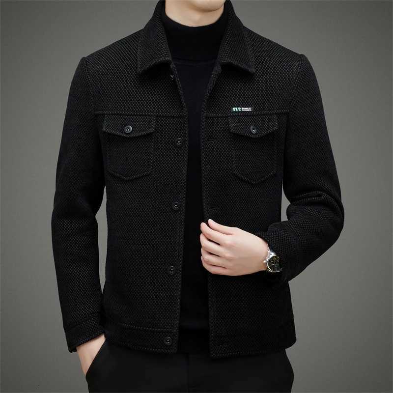 Mens Thick Casual Coat High Quality Lapel Trend Spring Autumn Jacket 2025 New Middle-aged Dad Wear Top AllT251125