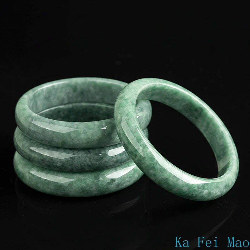 Inner Diameter 54mm-62mm Natural A-grade Jade Bean Green Bangle Ice Jadeite Stone Jewelry Womens Handicraft Wholesale Drop Ship 250424