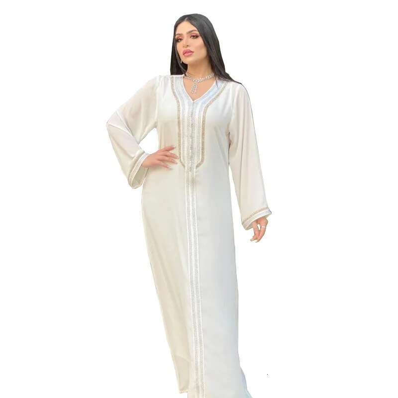 Dongdumaoyi Middle East Women S New V Collar Abaya Robe Muslim Large Swing Dress With Vest Two Piece Set W