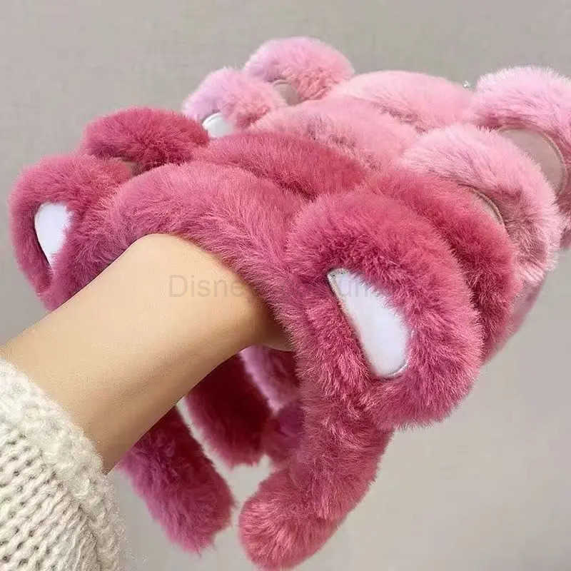 Disney Disniloso Ears Plush Hair Accessories Strawberry Bear Head Strap Cute Cartoon Compression Hair Anti Slip Head Strap Girl Hair Strap X250425