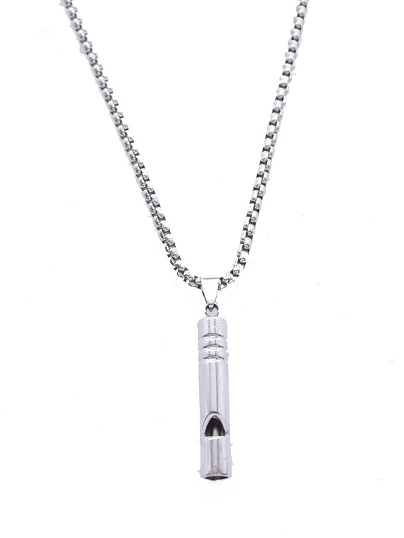 1 stainless steel whistle pendant necklace for both men and women