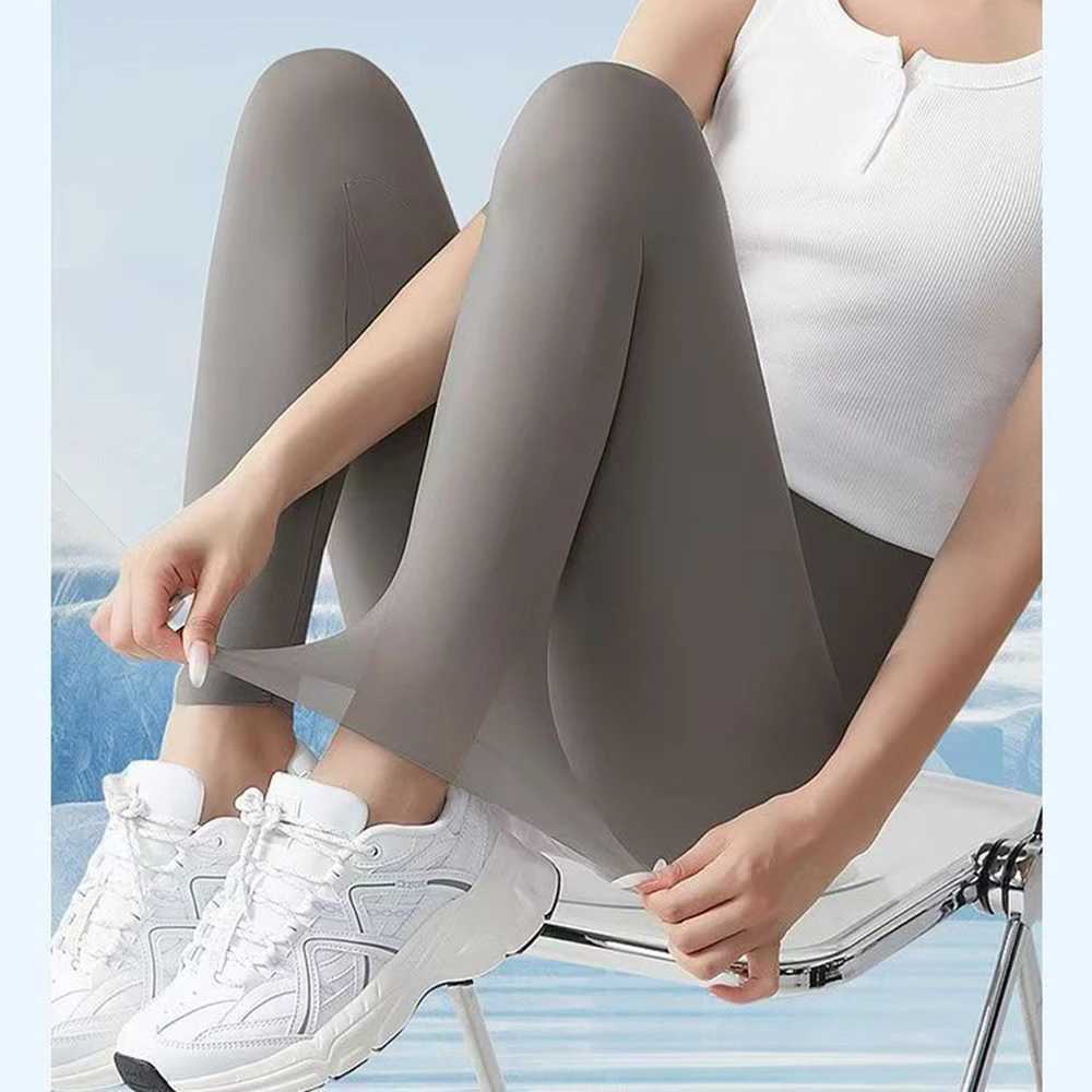 Sexy long legs ultra-thin elastic long legs summer ultra-thin sunscreen underwear tight fitting womens high waisted yoga pants newC250425