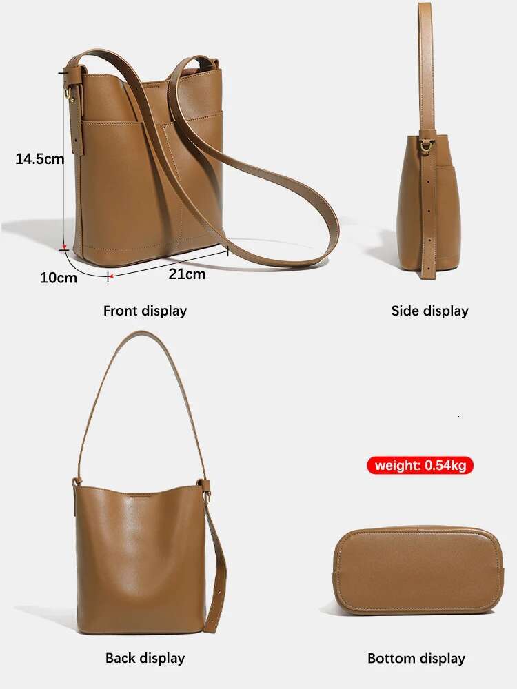 Zency 2024 Trendy Solid Color Medium Tote Women Split Leather Shoulder Handbag Shopping Bag For Commuters
