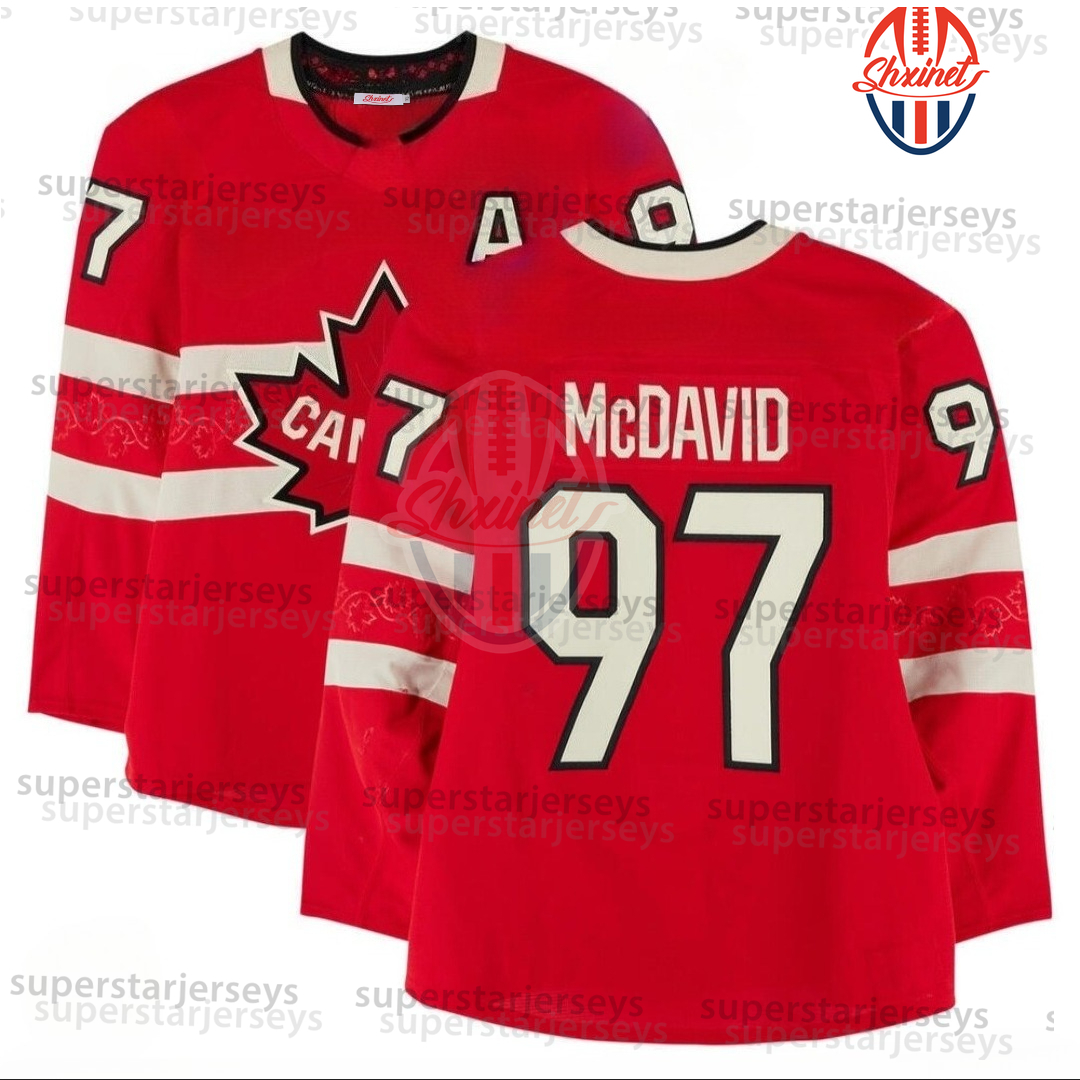 Sidney Crosby 87 Hockey Jersey 97 16 61 8 29 - Long Sleeve Team Adult/Youth 4-Nation Premium Red Hockey Jerseys