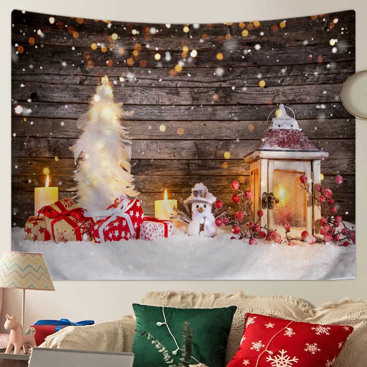 1pc Christmas Decorative Tapestry Christmas Snow Scene Photography Background Cloth Christmas Tree Decorative TapestryM251125
