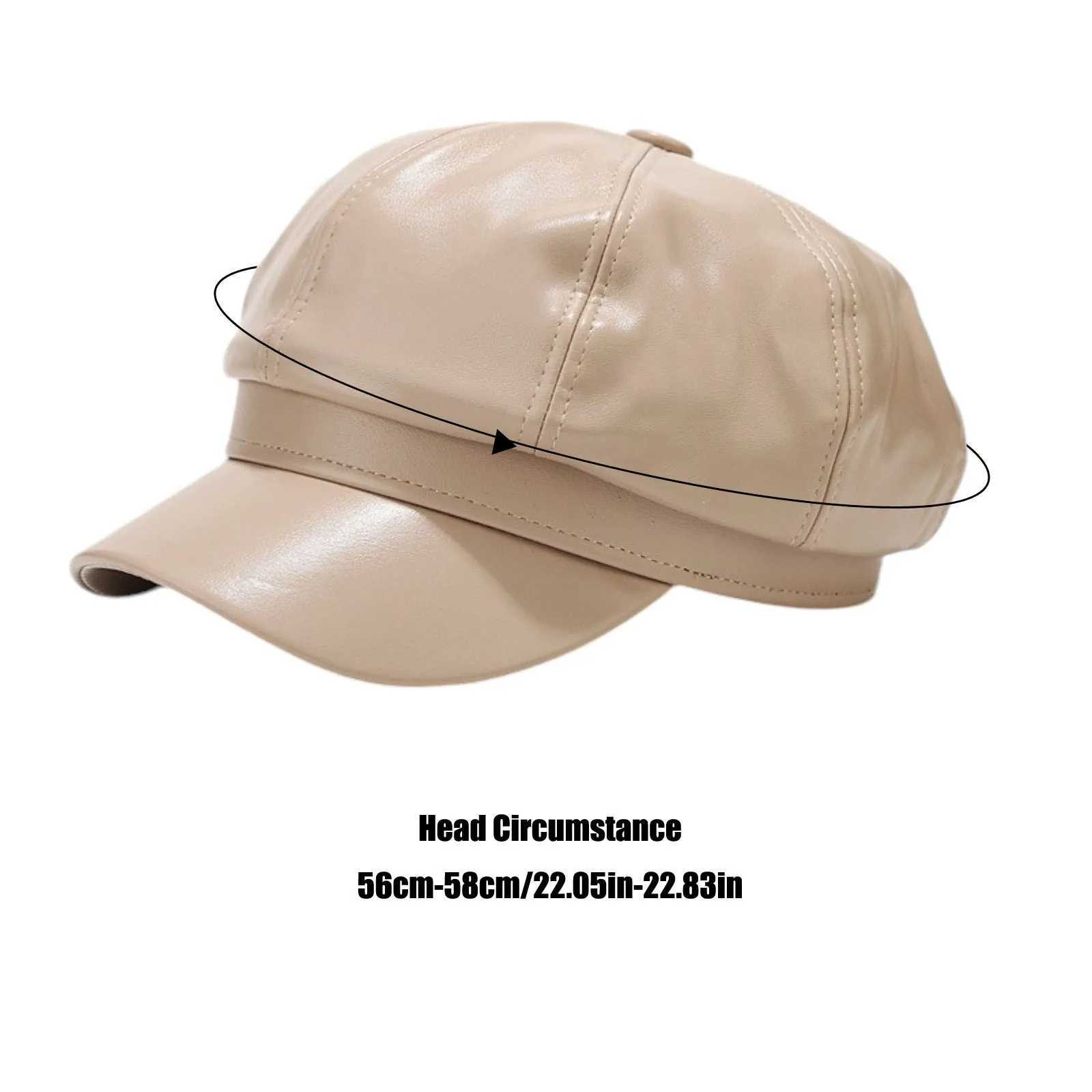 Retro Fashion Ladies PU Leather Octagonal Hat Versatile Temperament Circumference Beret Korean Streetwear Accessory J251125