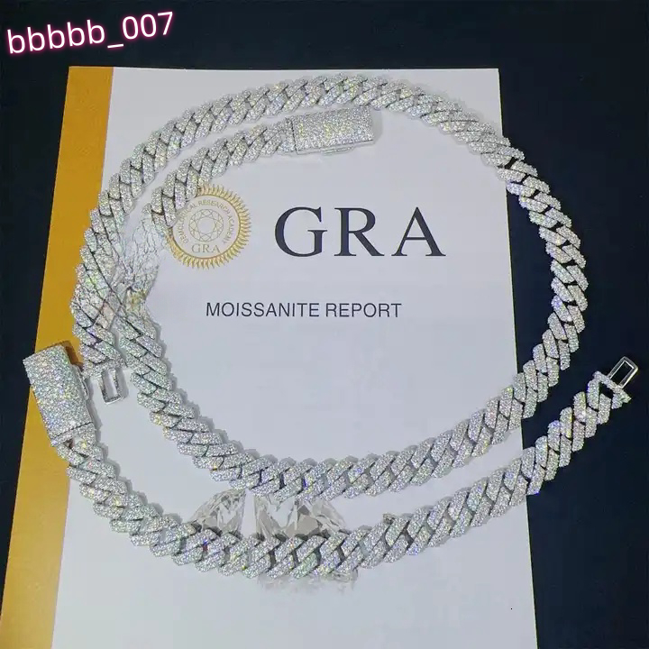 8MM VVS Moissanite Necklace with 925silver Necklace Custom Sized Cuban Chain Hip Hop Style Chain
