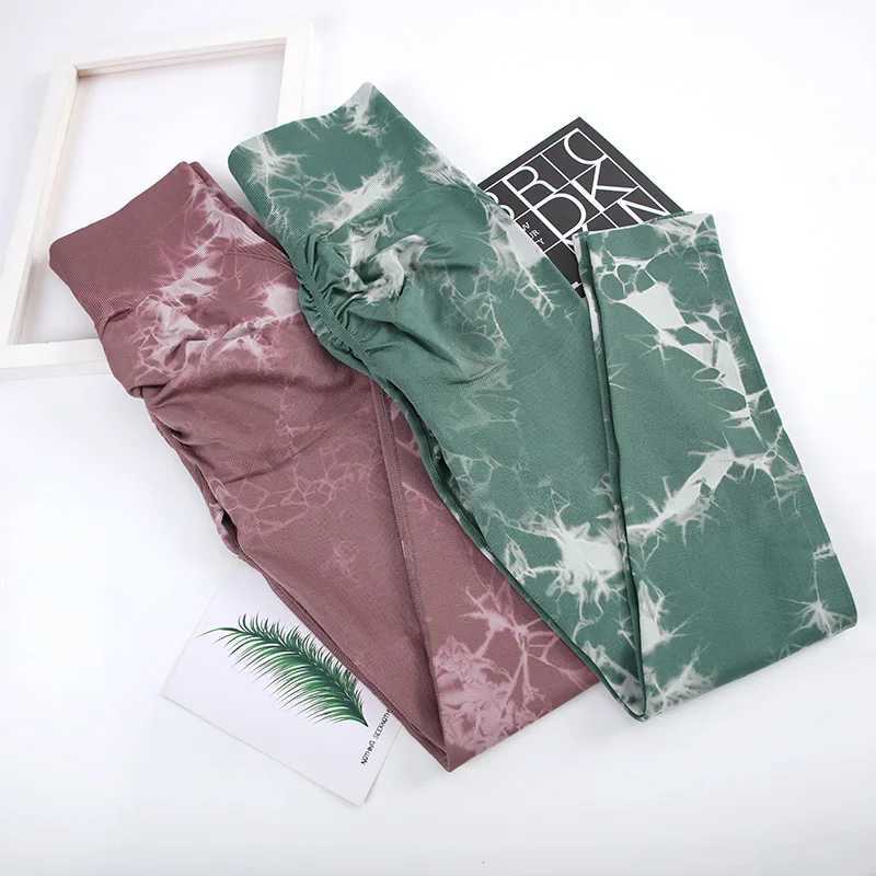 CHREISURE Tie Dye Yoga Pants Womens Seamless Sports Tight Waist Hip Lifting Training Tight Elastic Gym Activity ClothingC250425