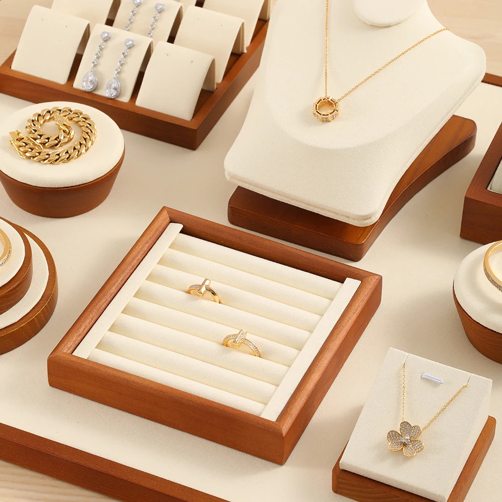 Yinbeini Ring Earrings Organizer Necklace Bracelet Display Tray Wooden Jewelry Storage Tray P027 250424
