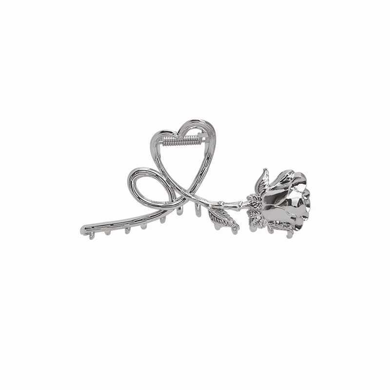 Vanika Womens New Large Metal Rose Hair Claw Crab Womens Fashion Ponytail Clip Girls Hair Clip HeadpieceT250425