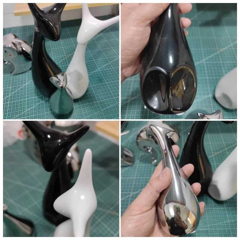 Luxury Nordic Ins Ceramic Ornaments Elephants/Deers/Giraffes Black/White/Silver Porcelain Decoration Home Decor Figurines Y251125