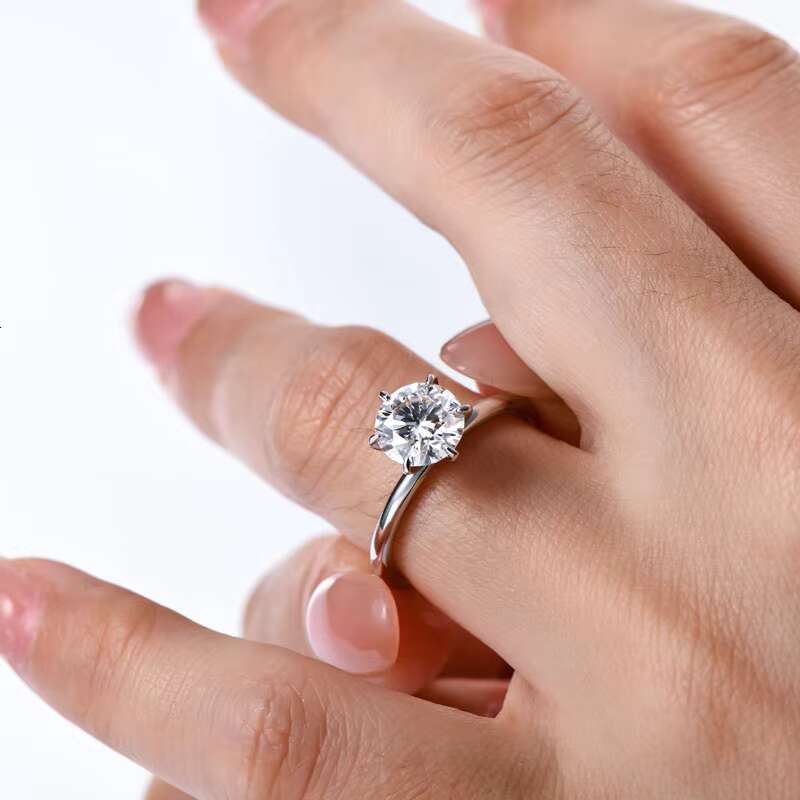 Fashion Jewelry Rings 925 Sterling Silver Moissanite Ring Engagement Wedding Diamond 2ct Solitaire Moissanite Rings