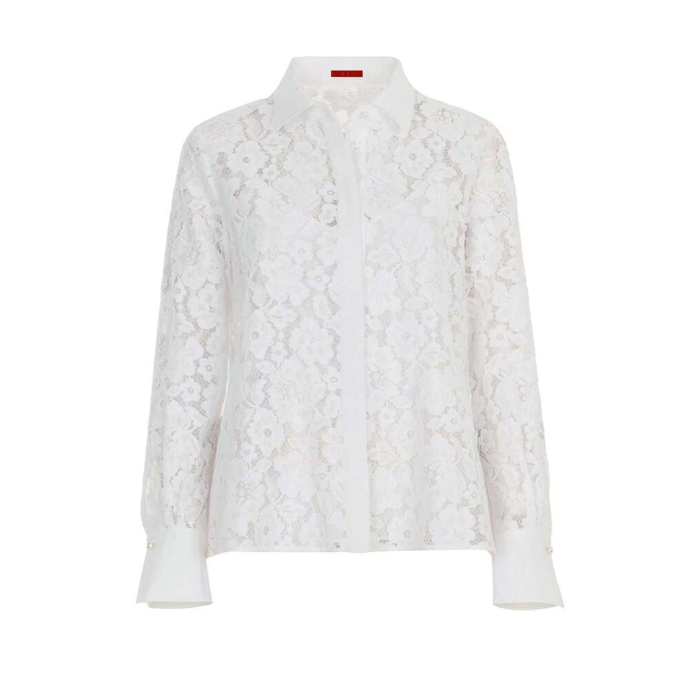 CHCH Shirt Fashion Women Blusas Mujer Office Lady Elegant Blouse Spring Hollow Out Lace V Neck Button Female Clothing