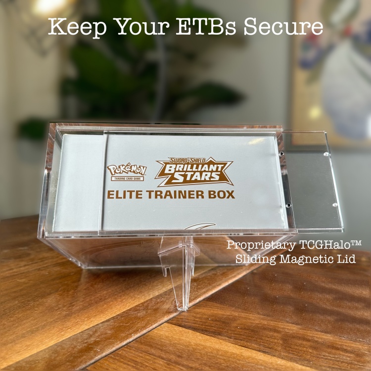 WACO PKMN Acrylic ETB Case Secure Magnetic Top Loading Clear Case - Elite Trainer Box Clear Display Case Compatible with ETB Display Box Storage Conta